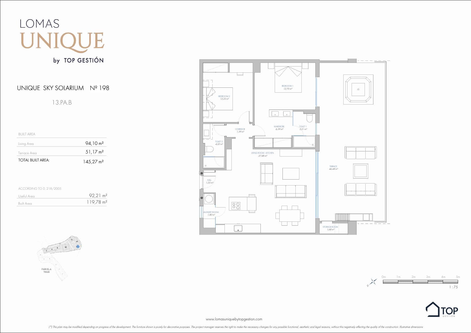 UNIQUE SKY SOLARIUM Nº 198 (13.PA.B) · 94.1 m²