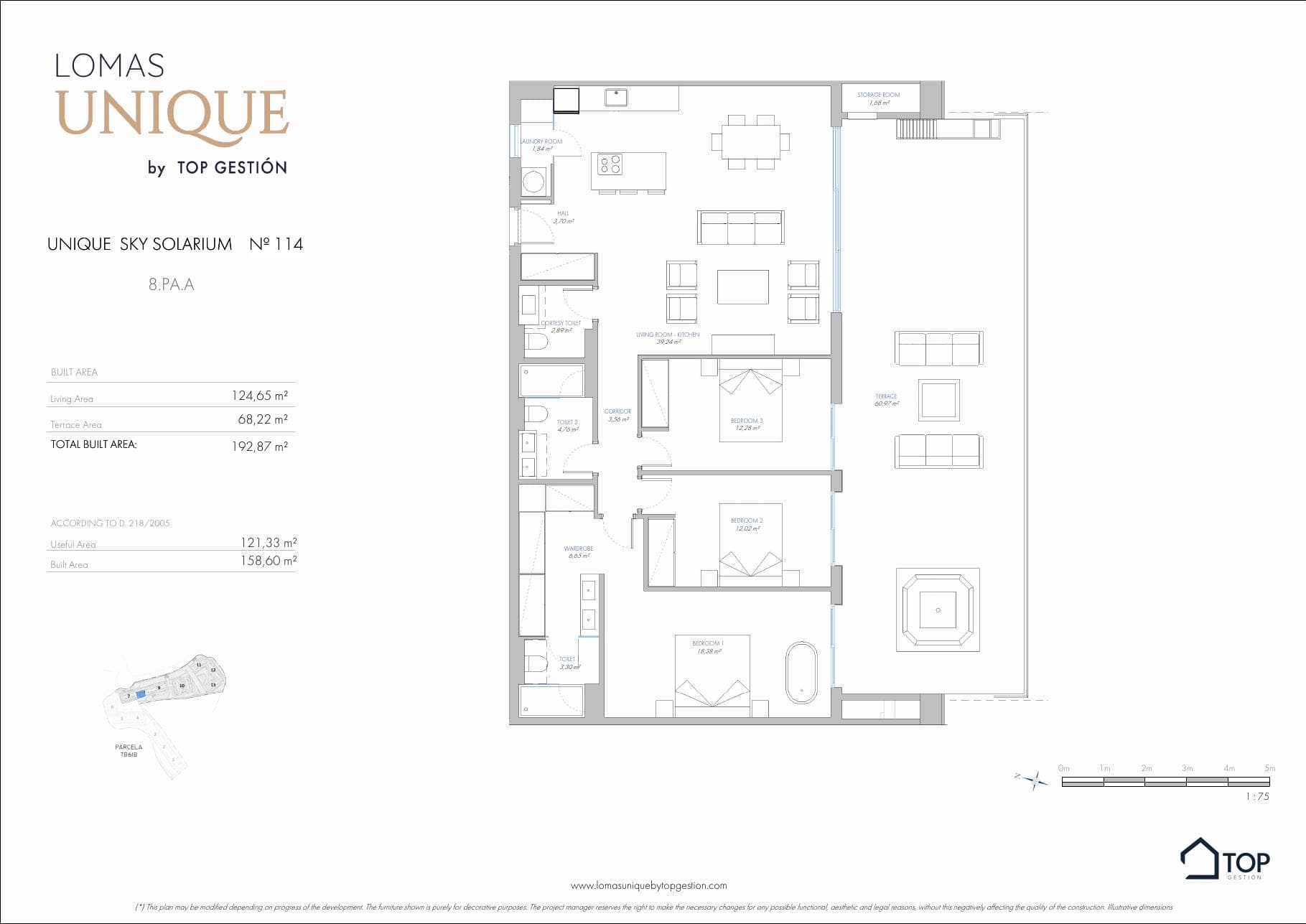 UNIQUE SKY SOLARIUM Nº 114 (8.PA.A) · 124.65 m²